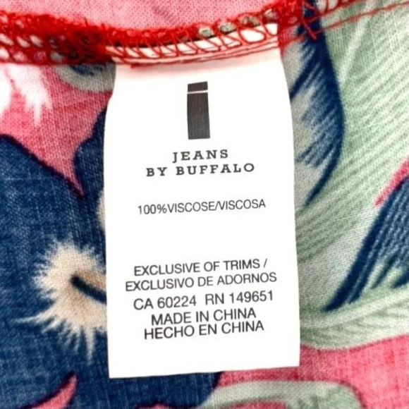 Jeans by Buffalo Men's Red/Floral Print Short Sleeve Size S Shirt - Picture 9 of 10